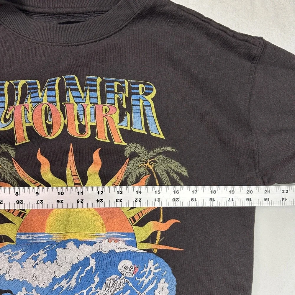 Billabong Retro Summer Tour Graphic Sweatshirt Pullover Skeleton Surfer Sun Sz M